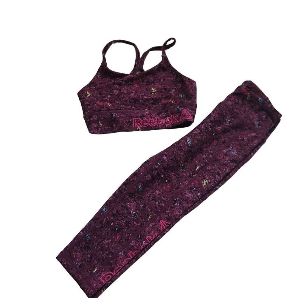 Reebok Girls Size 4/5 Purple Two Piece Leggings Sports Bra Combo